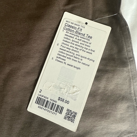 Lululemon Cotton-Blend Tee NWT Size 2 - Picture 3 of 4
